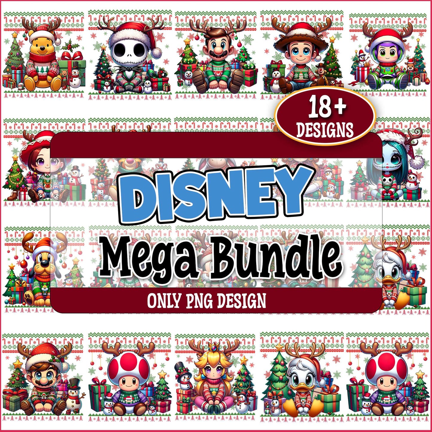 Christmas disney characters png bundle