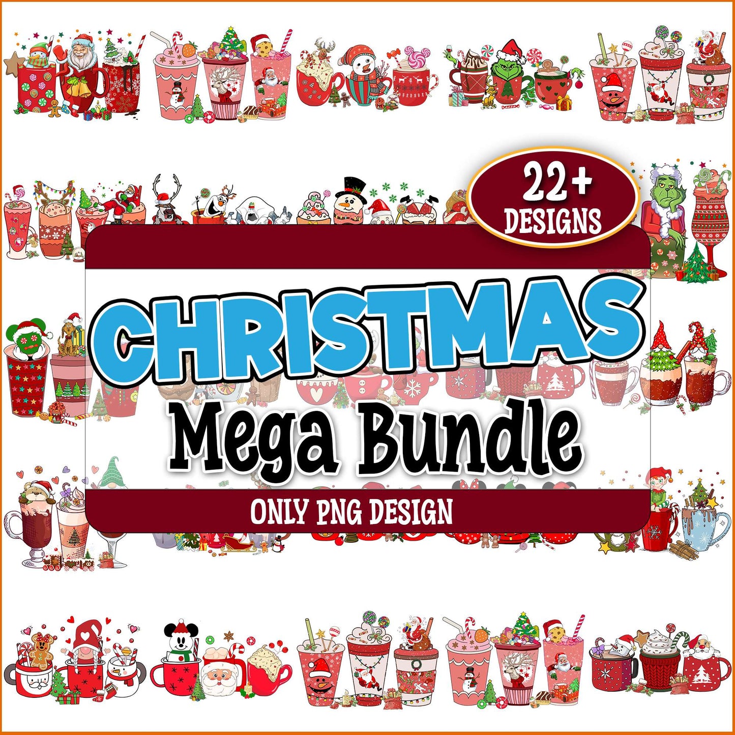 Christmas drinks cup png bundle