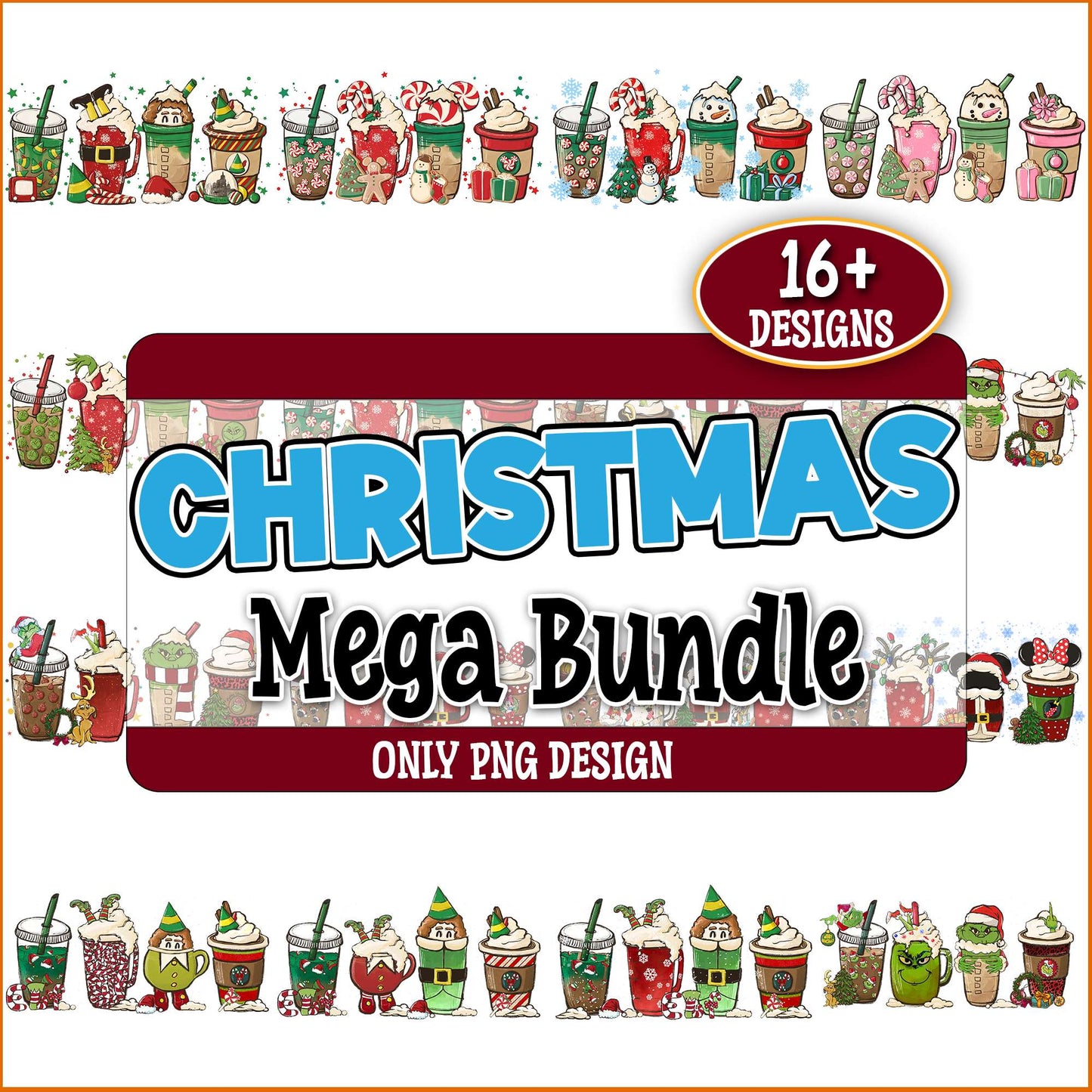Christmas drinks png bundle