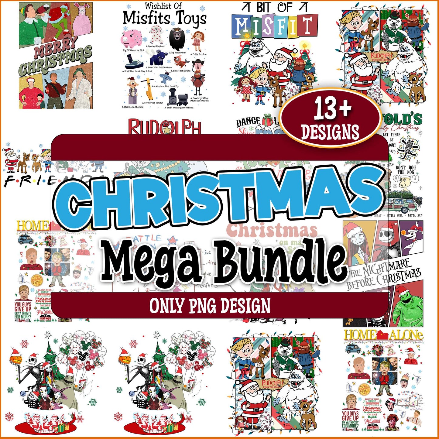 Christmas misfit png bundle