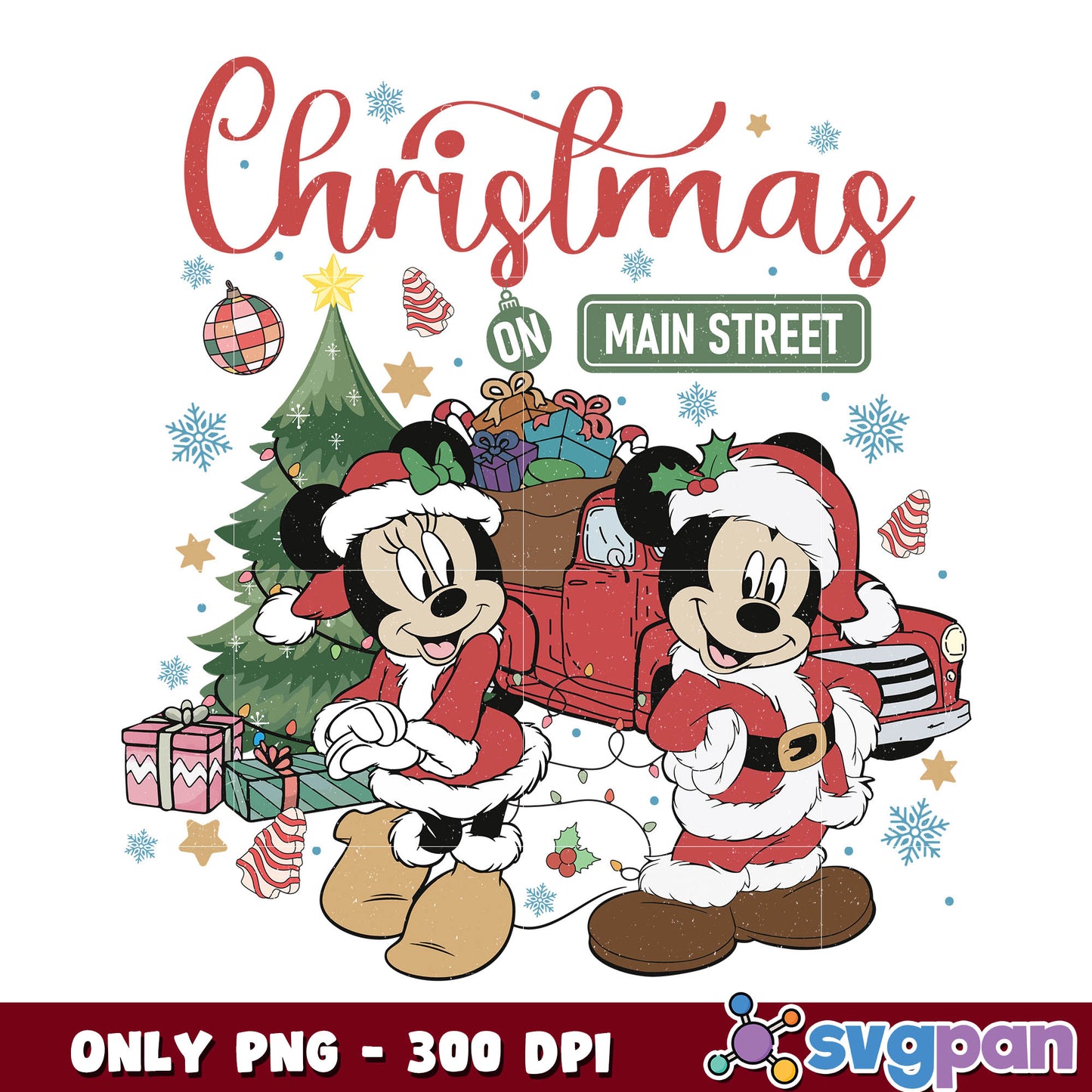 Christmas on main street png, christmas png, mickey christmas png