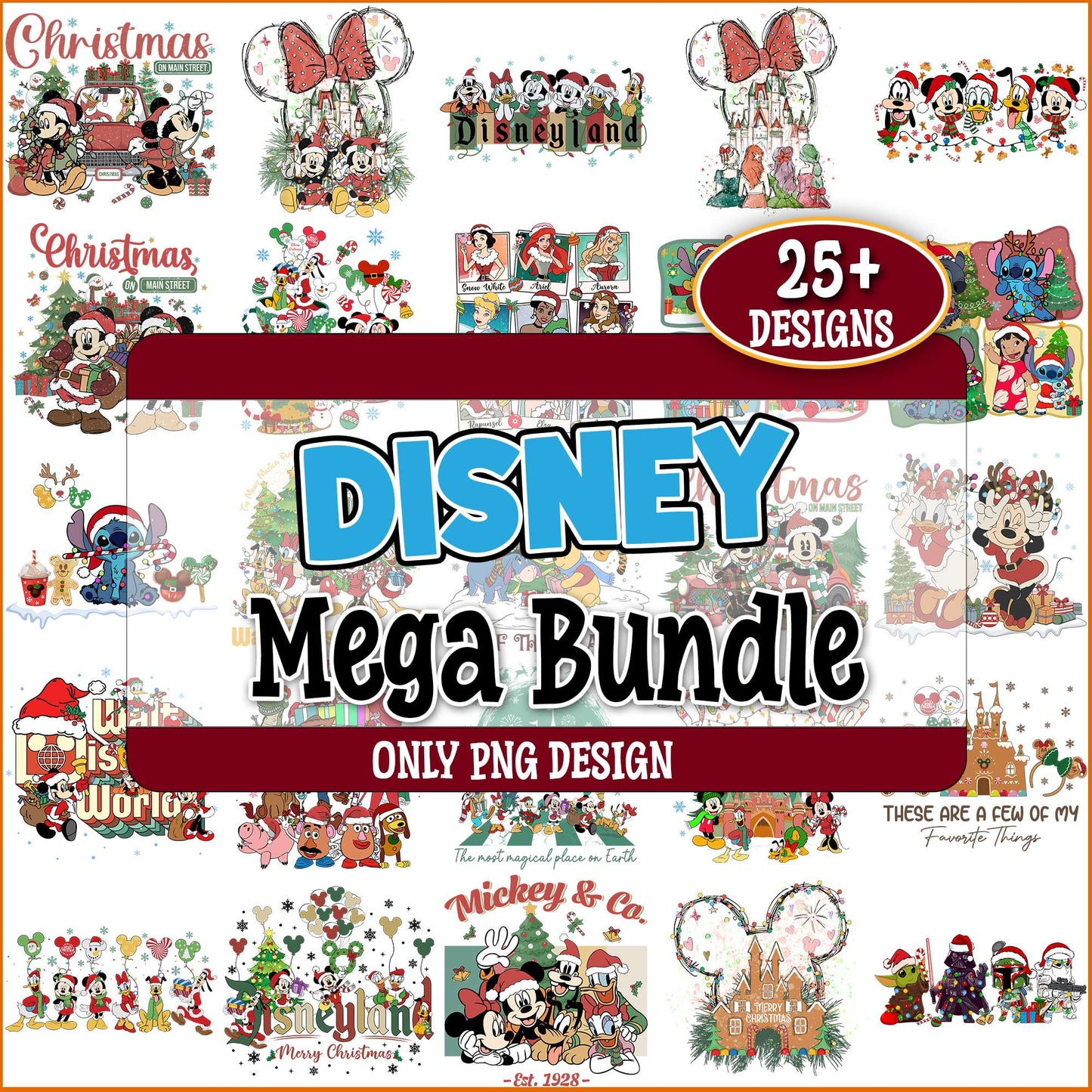 Christmas vibes disneyland png bundle