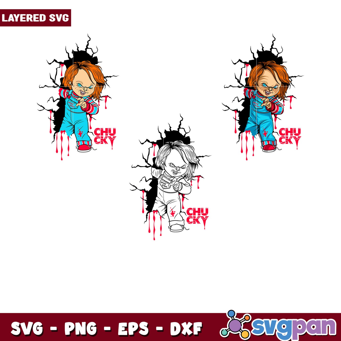 Chucky SVG Bundle Layered PNG, EPS, DXF