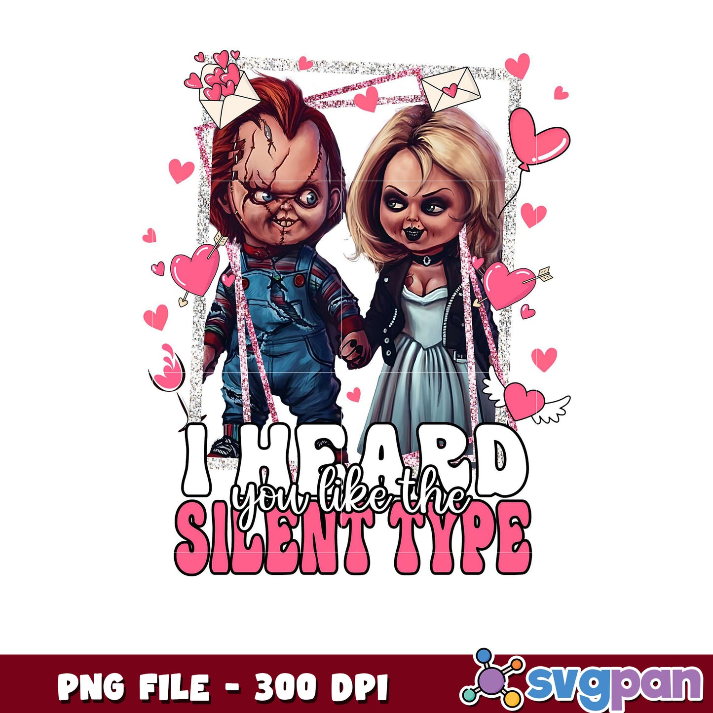 Chucky and Tiffany Couple Art for Lovers, Cute PNG Design