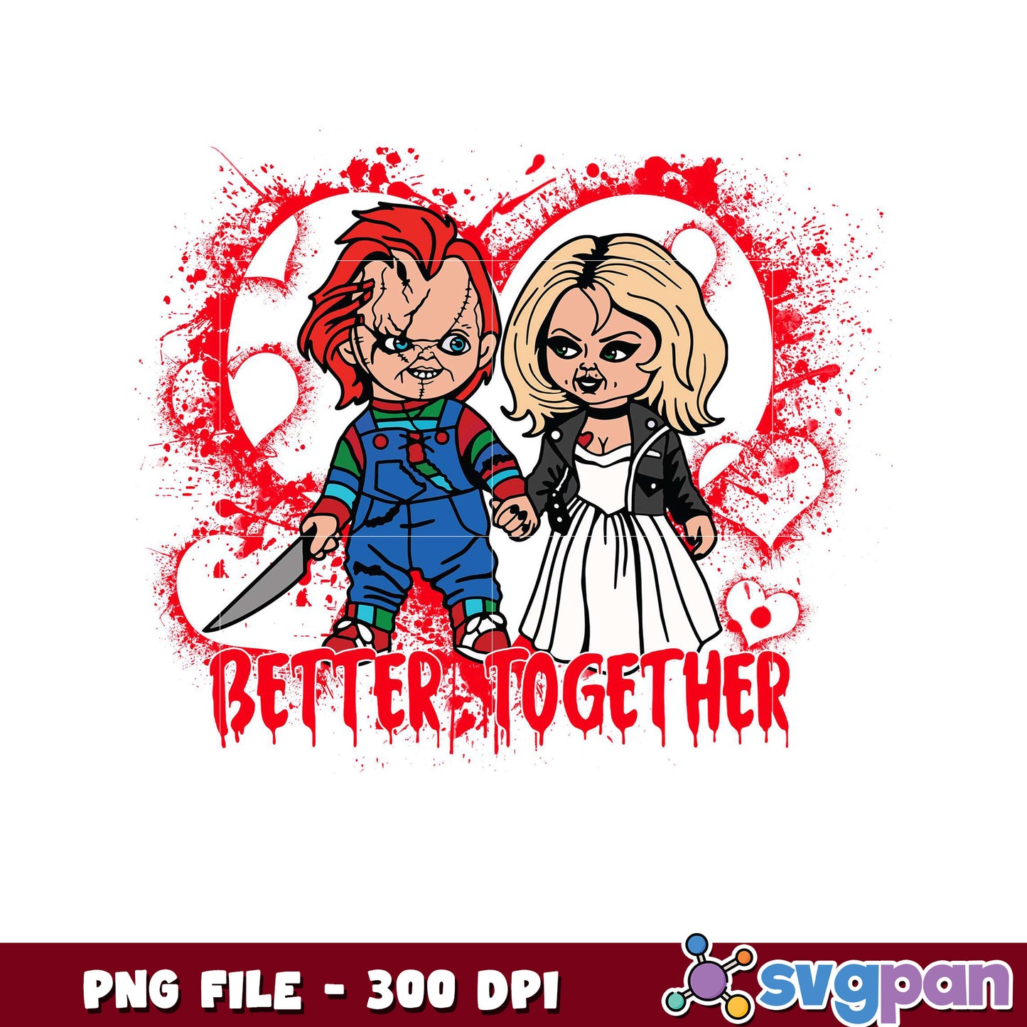 Chucky and Tiffany cute design, perfect for spooky vibes