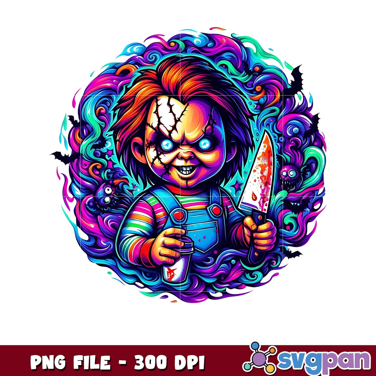 Chucky killers png, spooky halloween png, halloween candy png