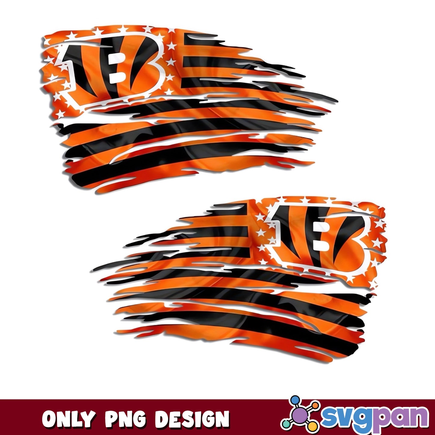 Cincinnati Bengals Tattered Flag PNG, NFL Team PNG, Football PNG