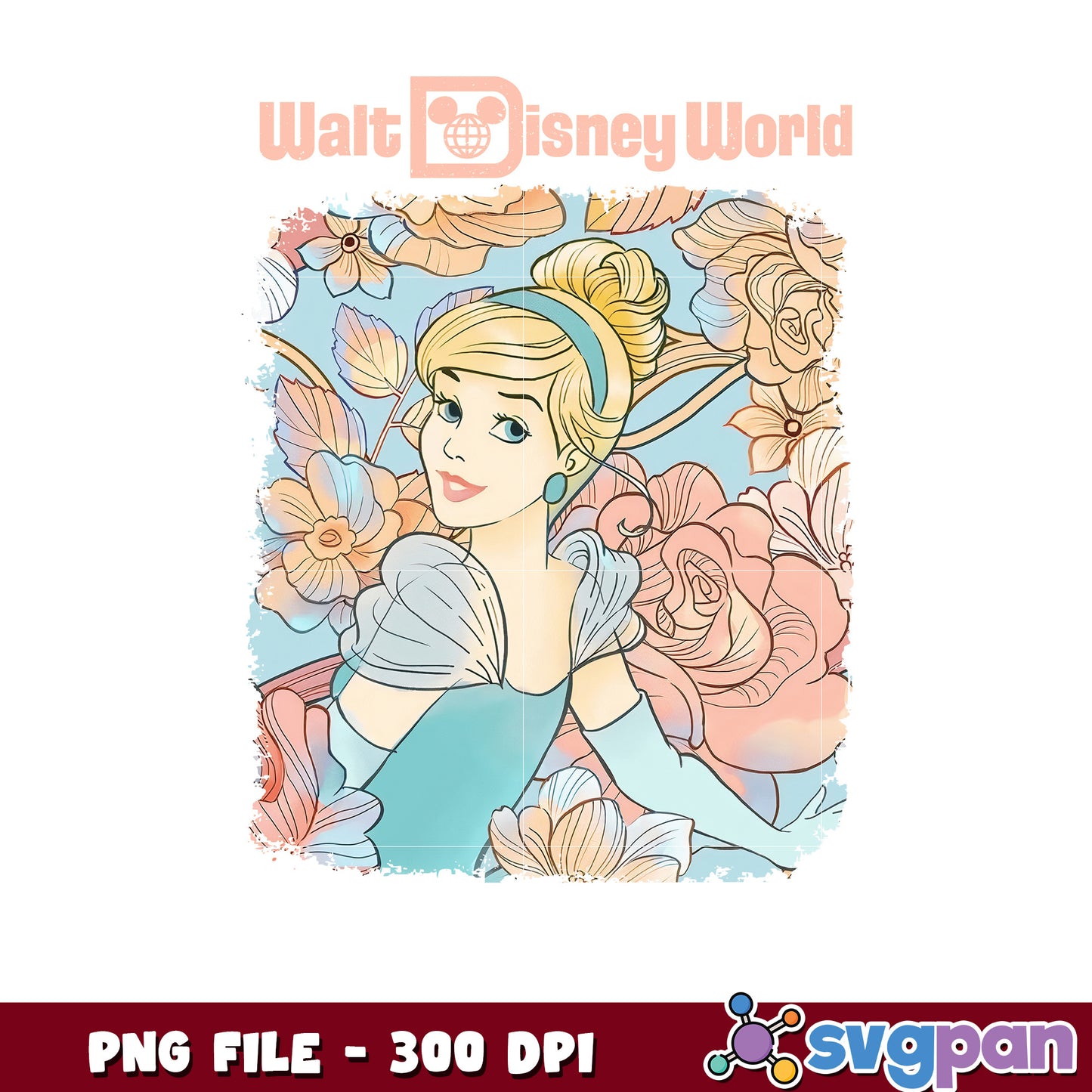 Cinderella Disney World Floral PNG