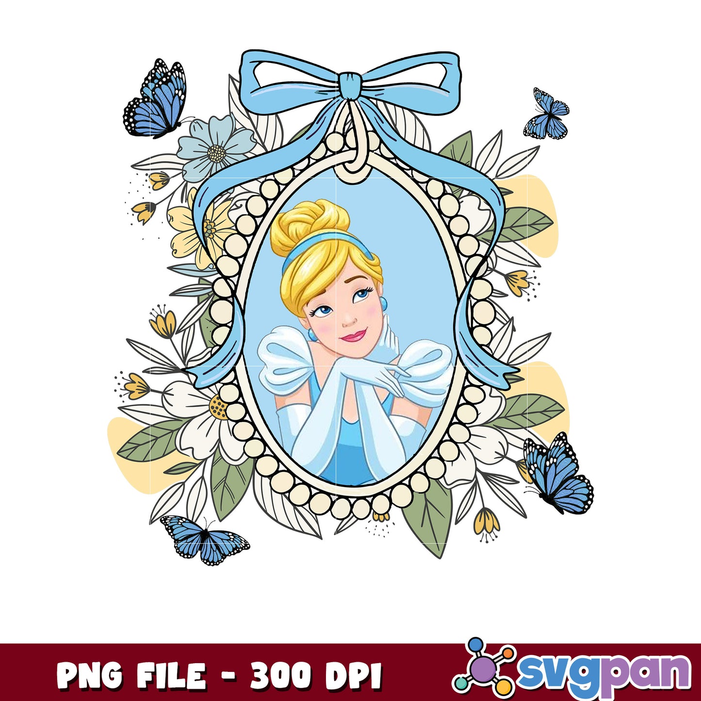Cinderella Floral Frame PNG