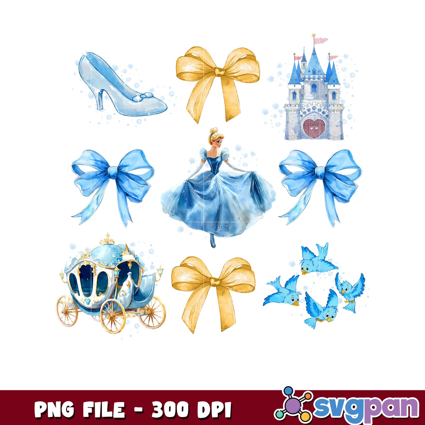 Cinderella PNG Watercolor Clipart