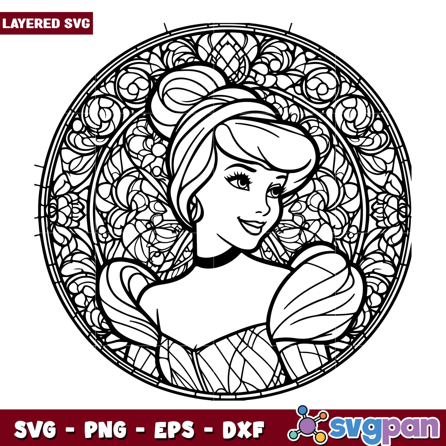 Cinderella SVG Coloring Page
