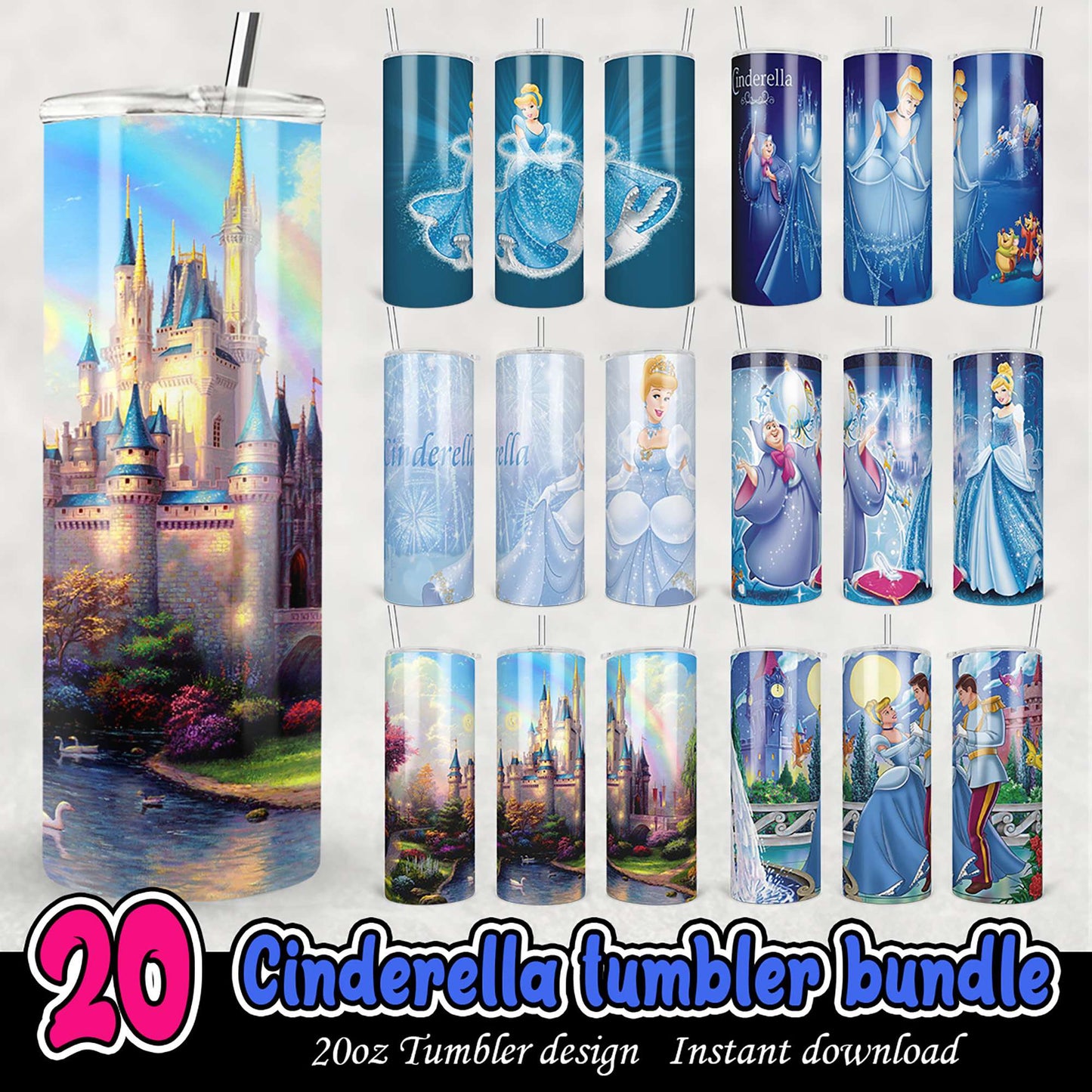 Cinderella Tumbler Bundle PNG Designs