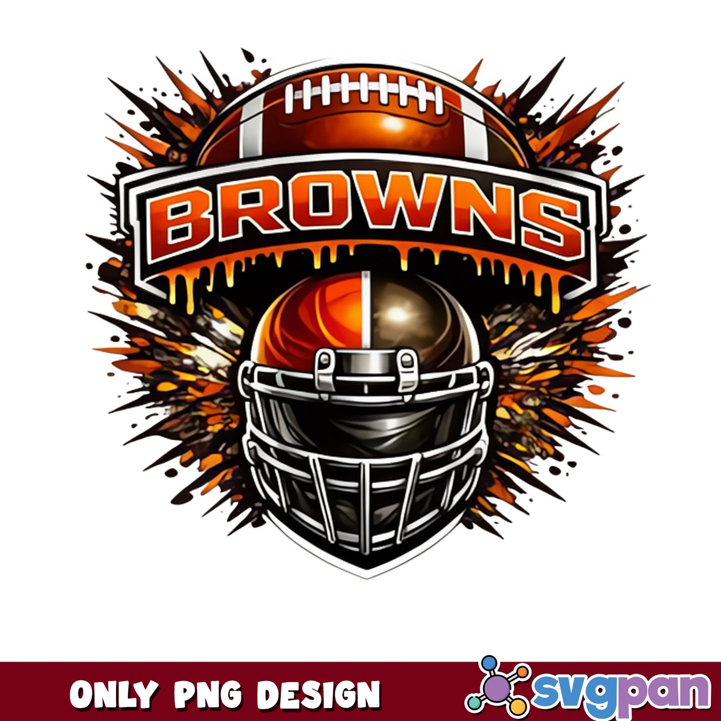 Cleveland Browns Football Helmet Drip PNG, NFL Team PNG, Football PNG