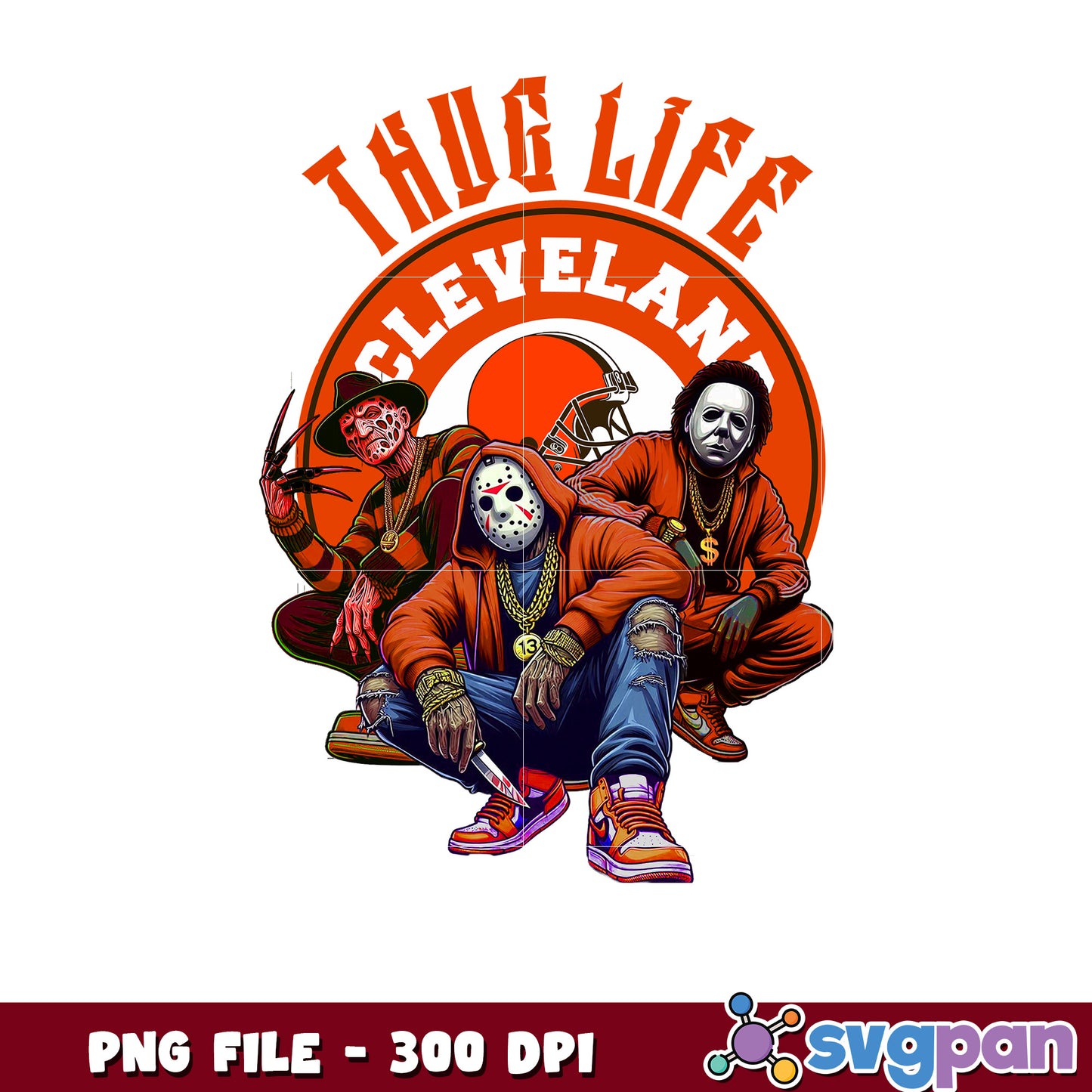 Cleveland browns thug life design png, nfl browns, rugby american png