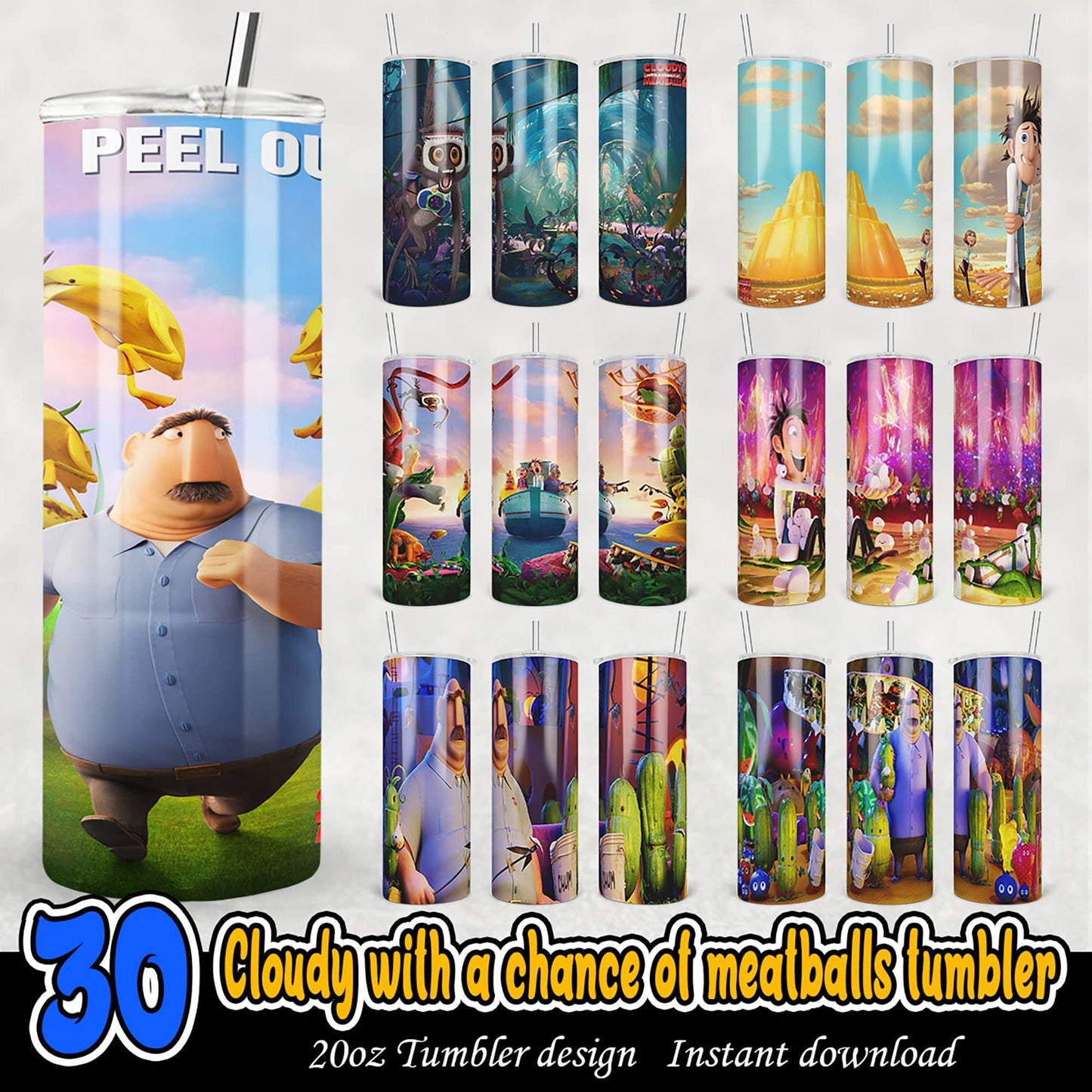 Cloudy With A Chance Meatballs Tumbler Designs
