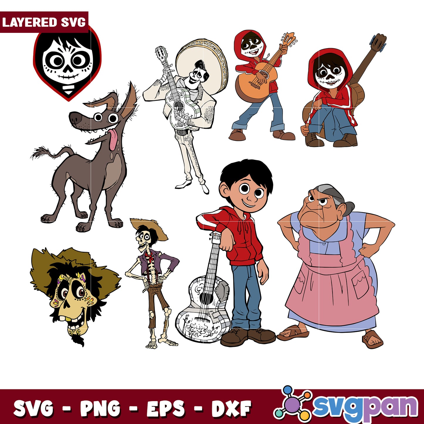 Coco Movie SVG Bundle Layered