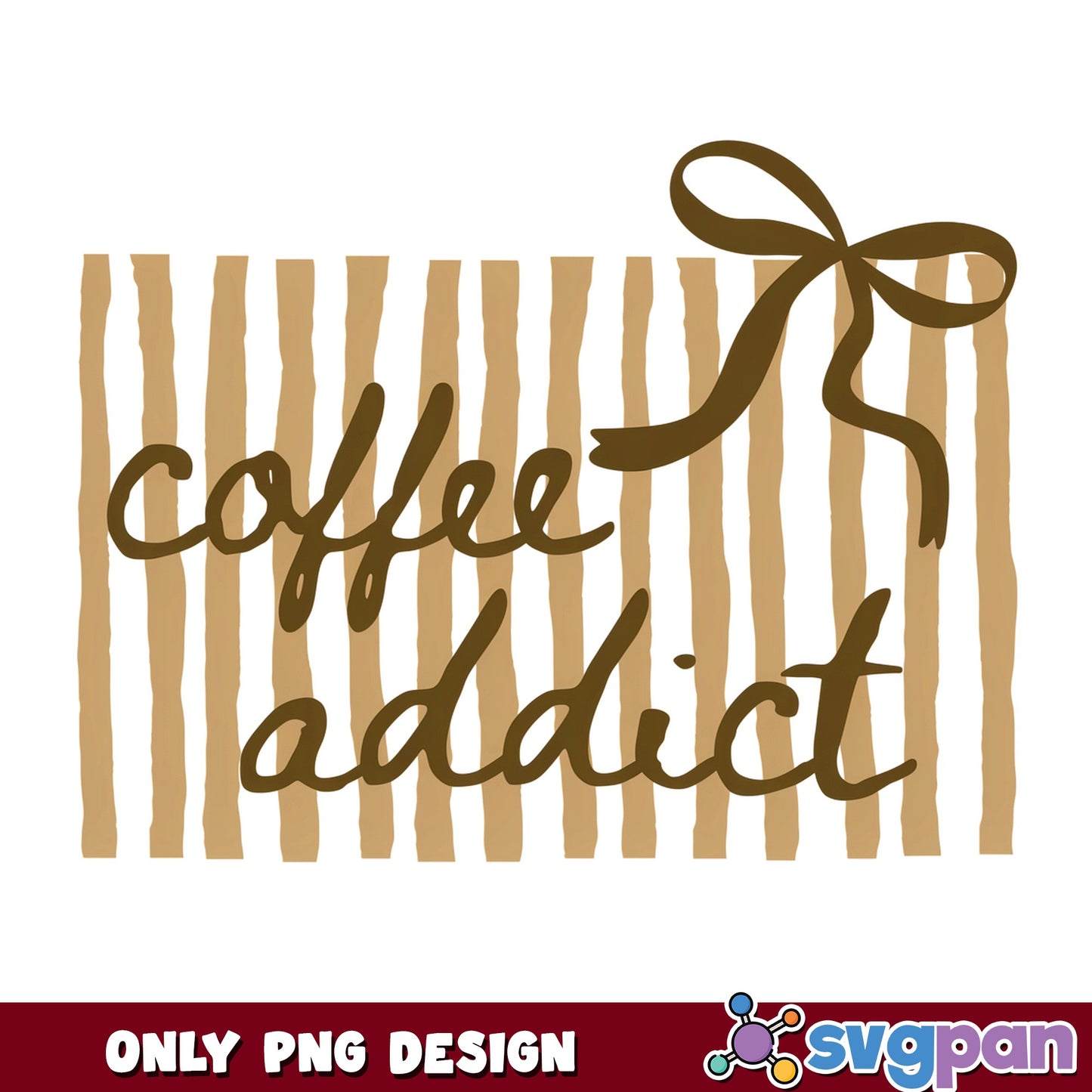 Coffee Addict PNG, Coffee Lover Bow Stripe Design, Coffee PNG