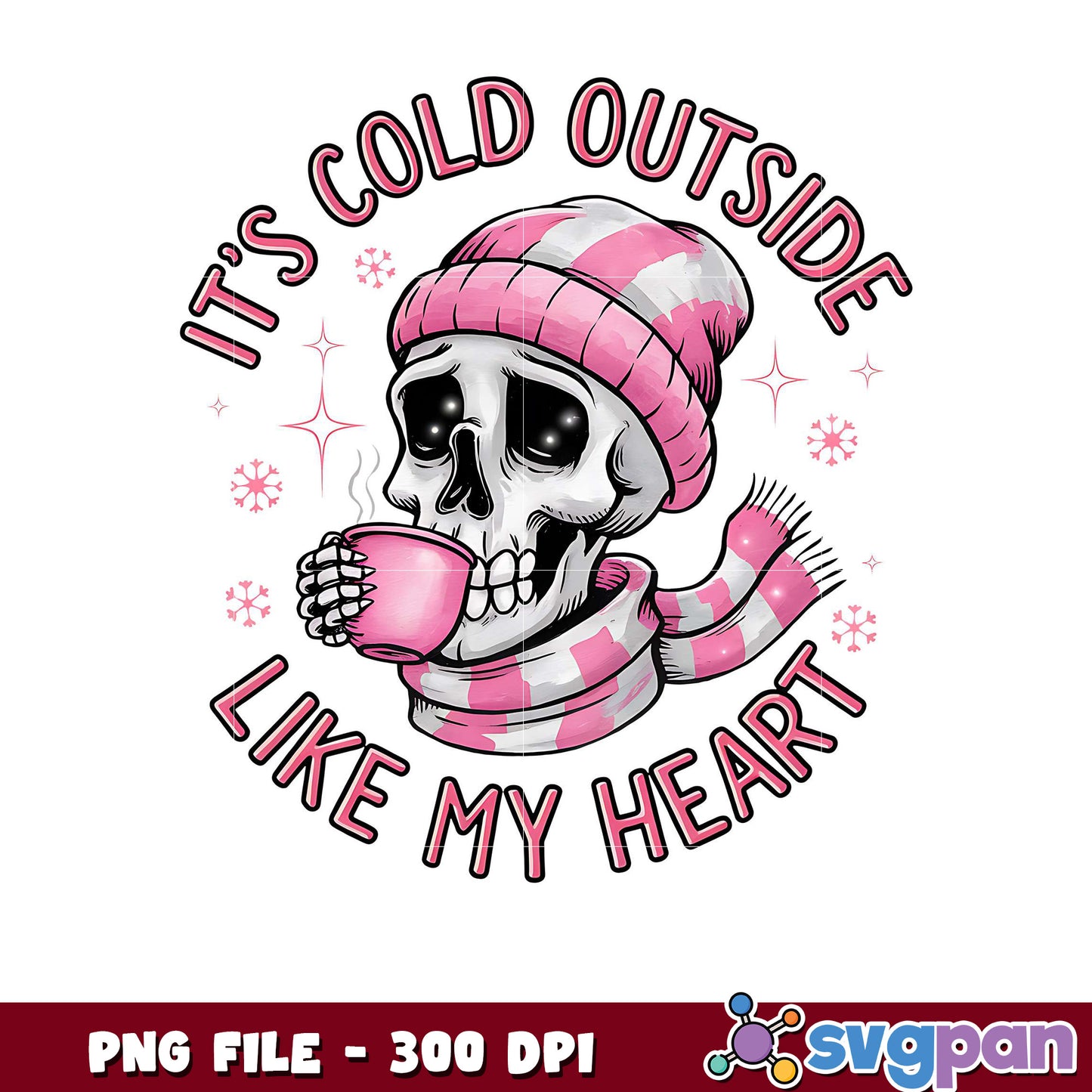 Cold Outside Skull Design PNG, Perfect for Winter Decor