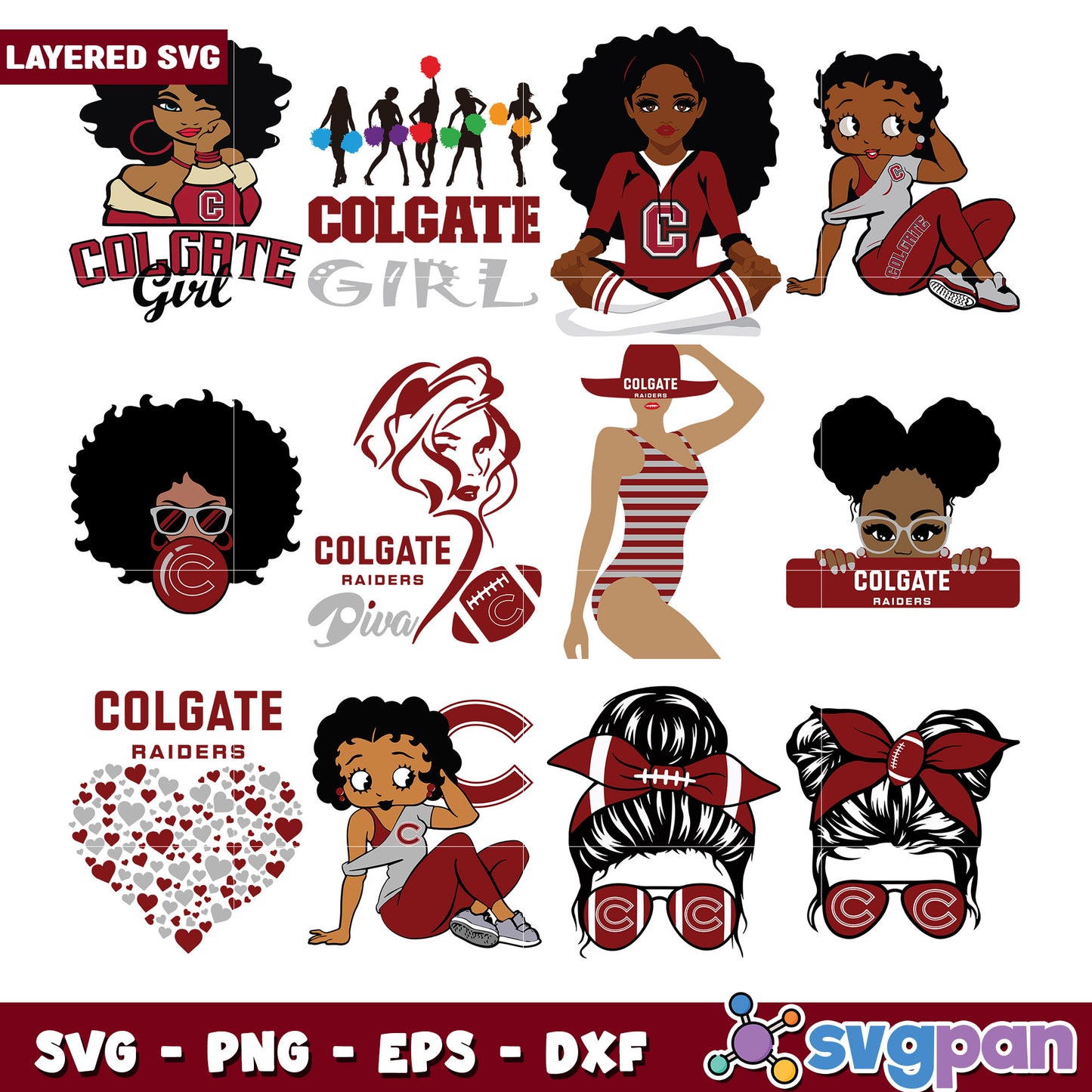 Colgate Raiders Girls SVG Bundle