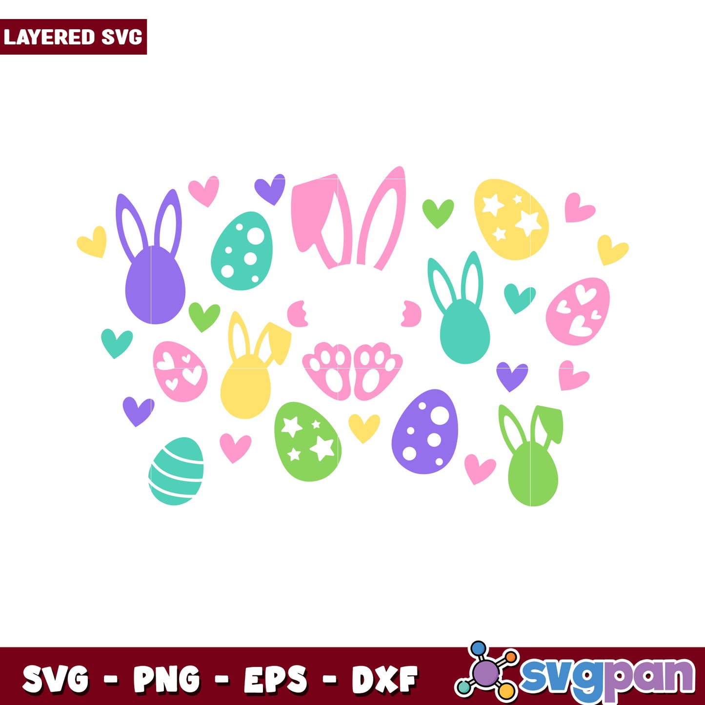 Colorful Easter Bunny and Egg SVG Design, Perfect for Crafts and Decorations