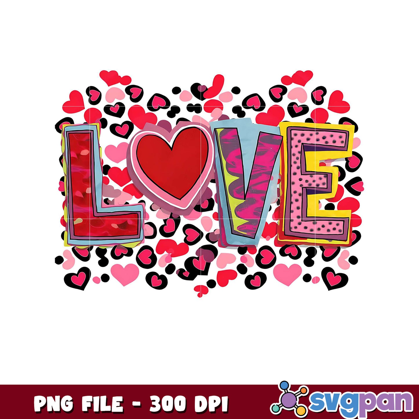 Colorful Love Design for Print, Stunning Heart Background PNG