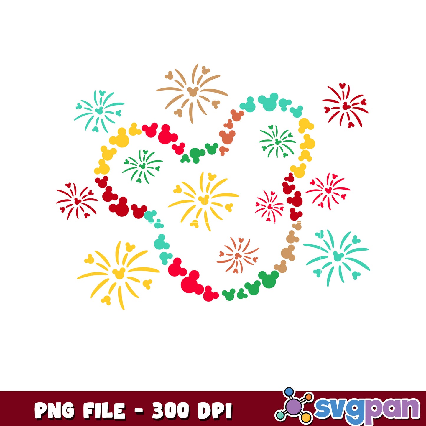 Colorful Mickey Fireworks PNG