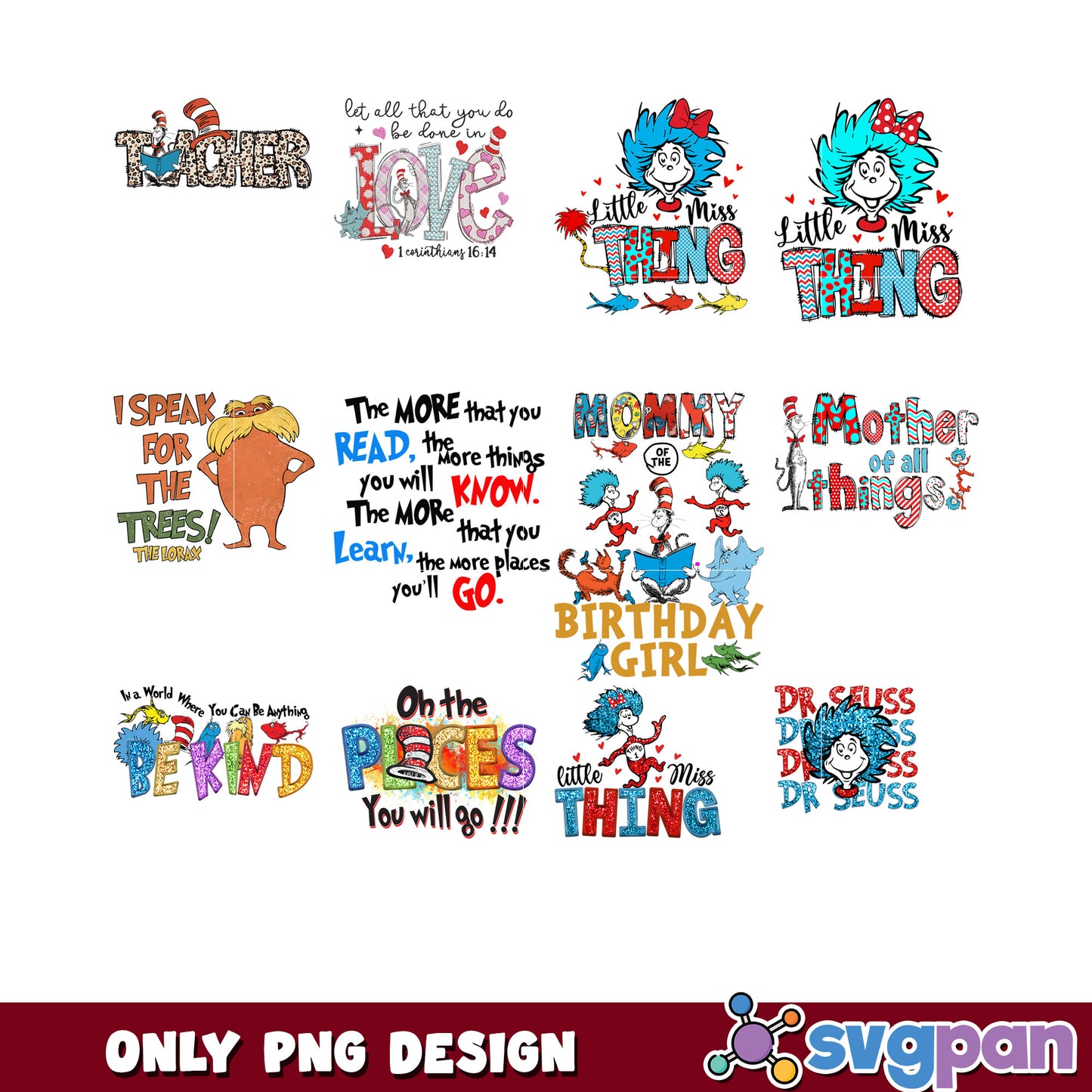 Colorful PNG Bundle of Fun Quotes and Designs for DIY