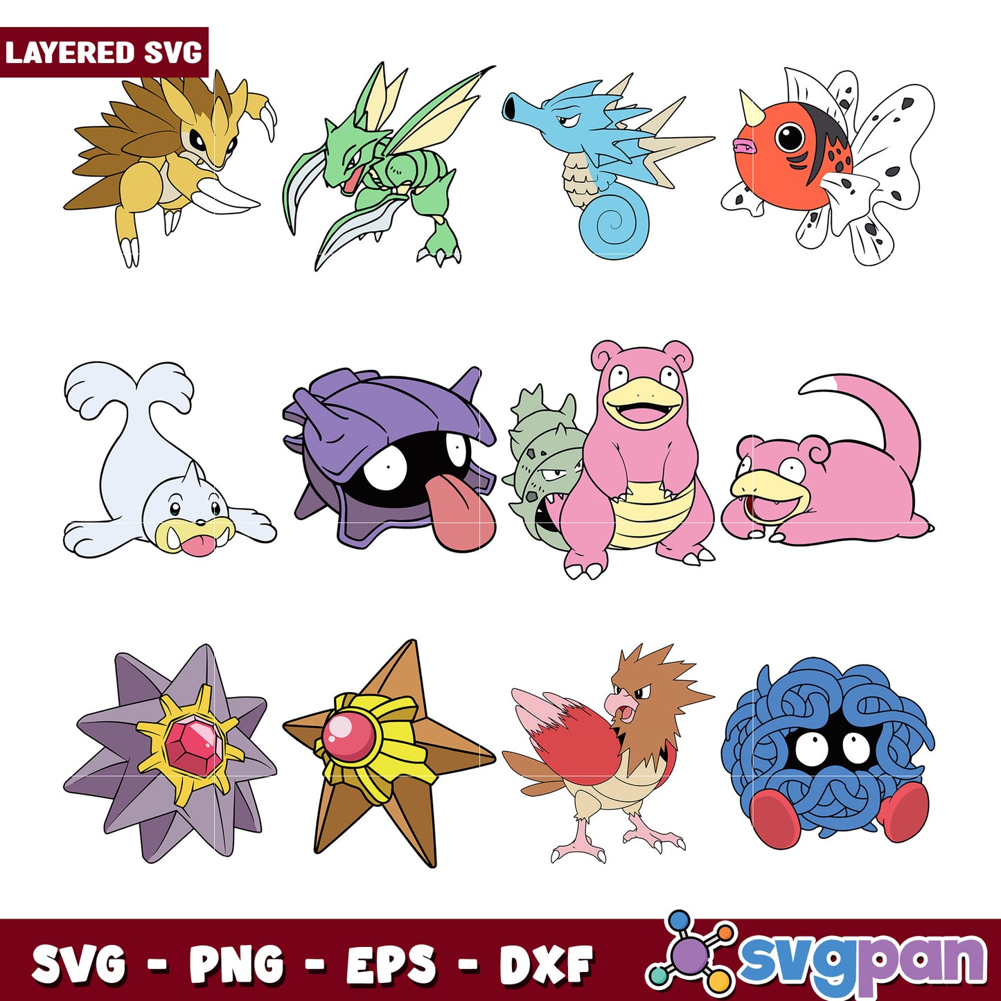 Colorful Pokémon SVG Bundle Layered Designs Pack