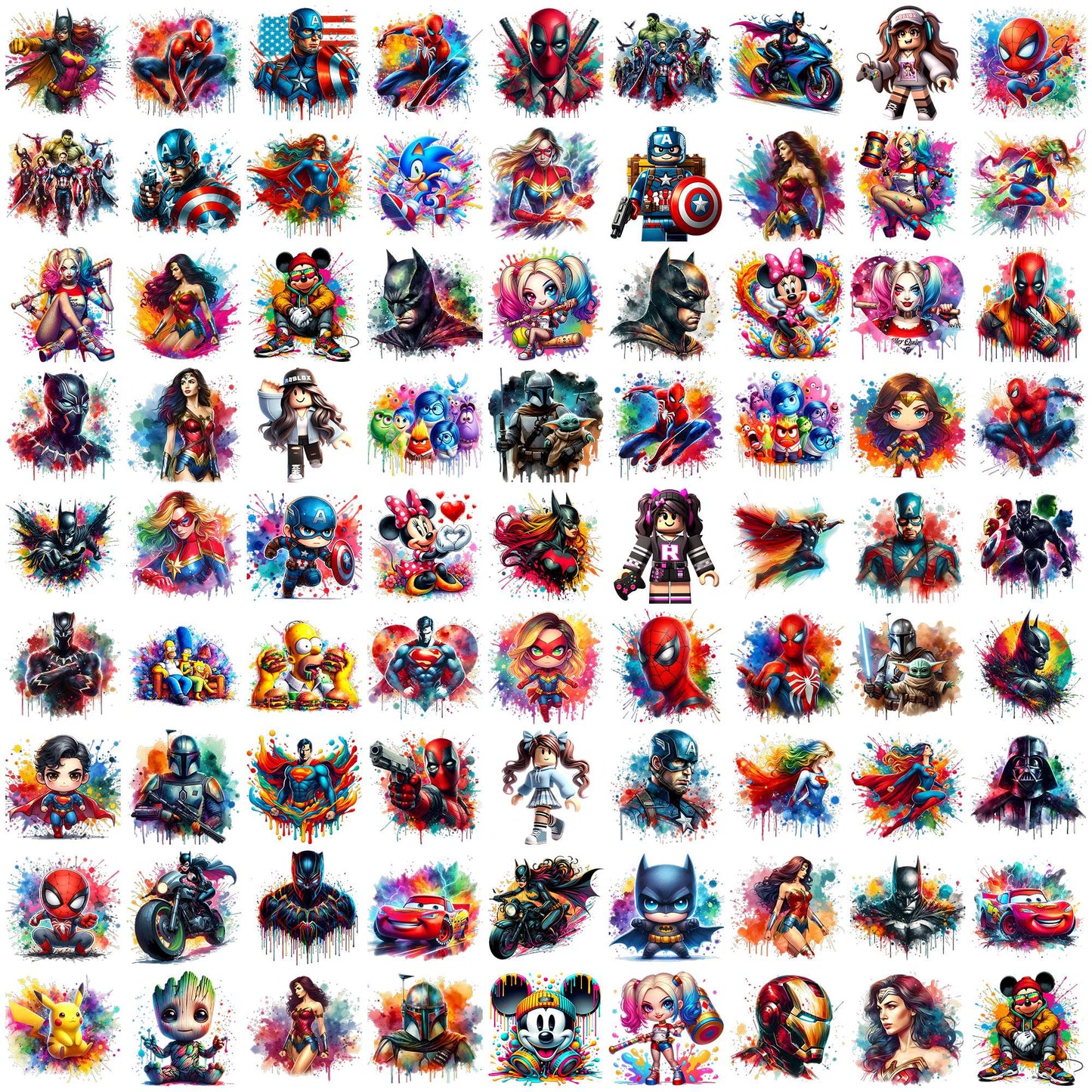 Colorful heroes png bundle, super hero movies png, super hero costumes png