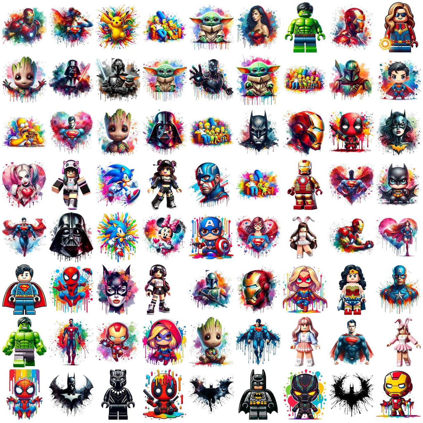 Colorful heroes png bundle, super hero movies png, super hero costumes png