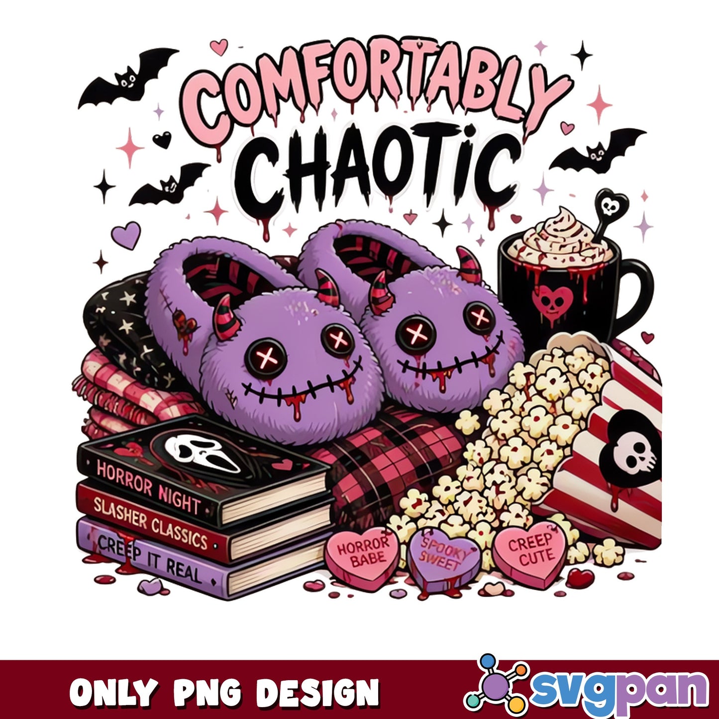 Comfortably Chaotic PNG, Spooky Valentine PNG, Horror PNG