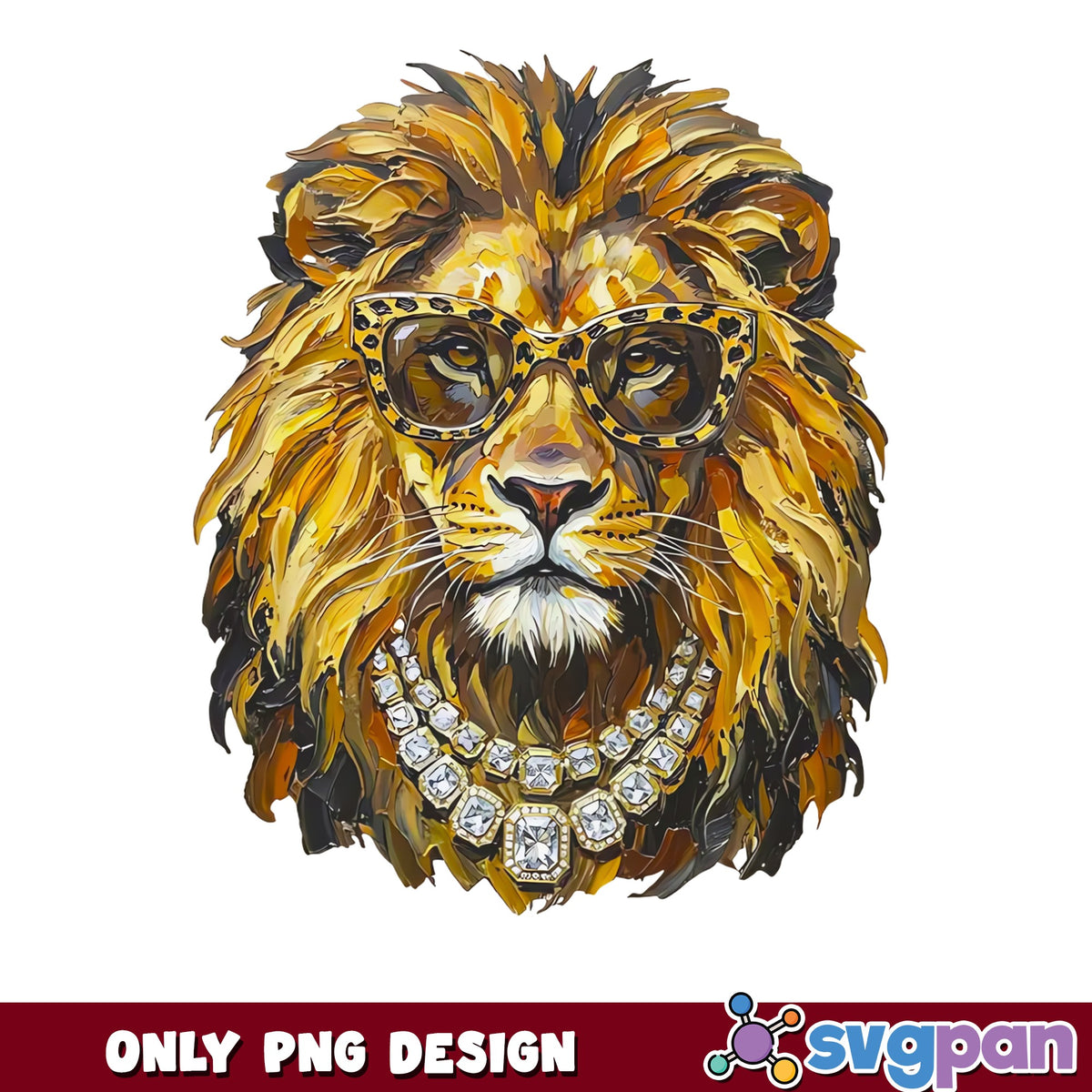 Cool Lion With Glasses And Gold Chain PNG, Swag Lion PNG, Wild Animal PNG