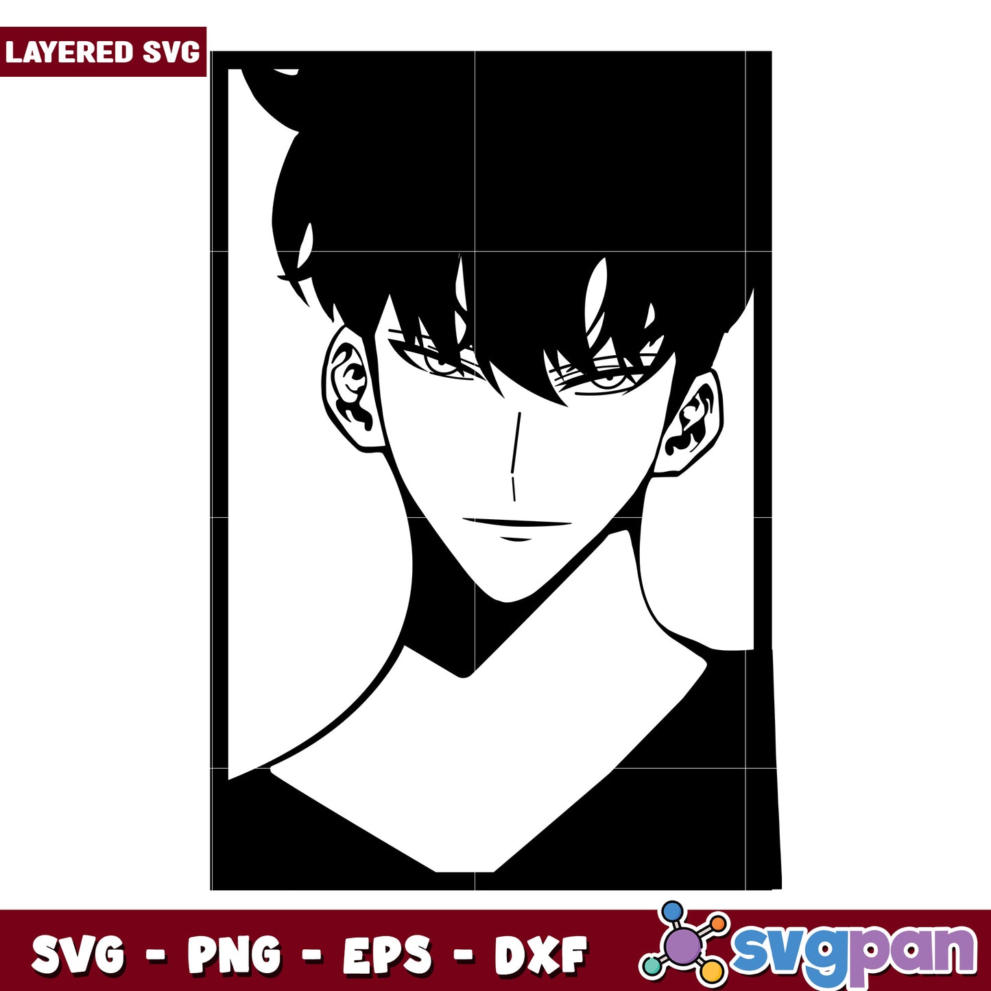 Cool jin woo photo frame design svg, solo leveling svg, sung jin woo svg