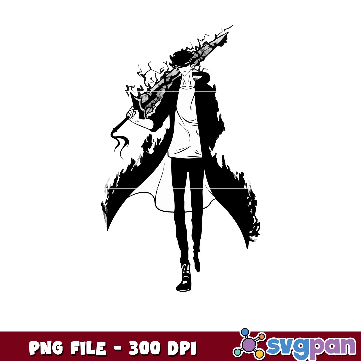 Cool jin woo png, shadow monarch png, solo leveling anime png