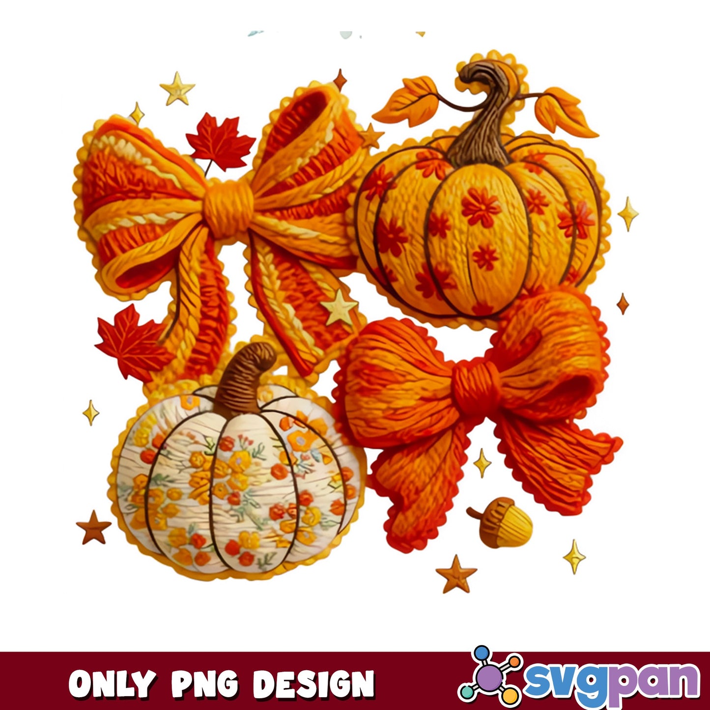Coquette Pumpkin Bow Fall PNG, Autumn Pumpkin PNG, Thanksgiving PNG