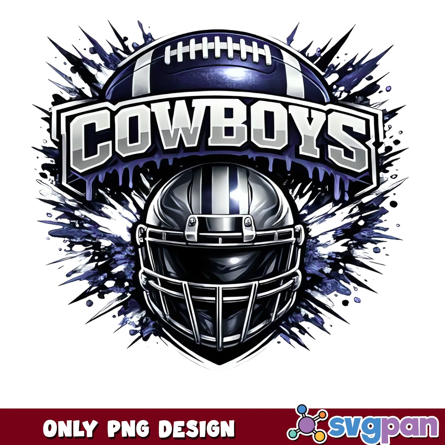 Cowboys Football Helmet Splatter PNG, NFL Cowboys PNG, Football PNG