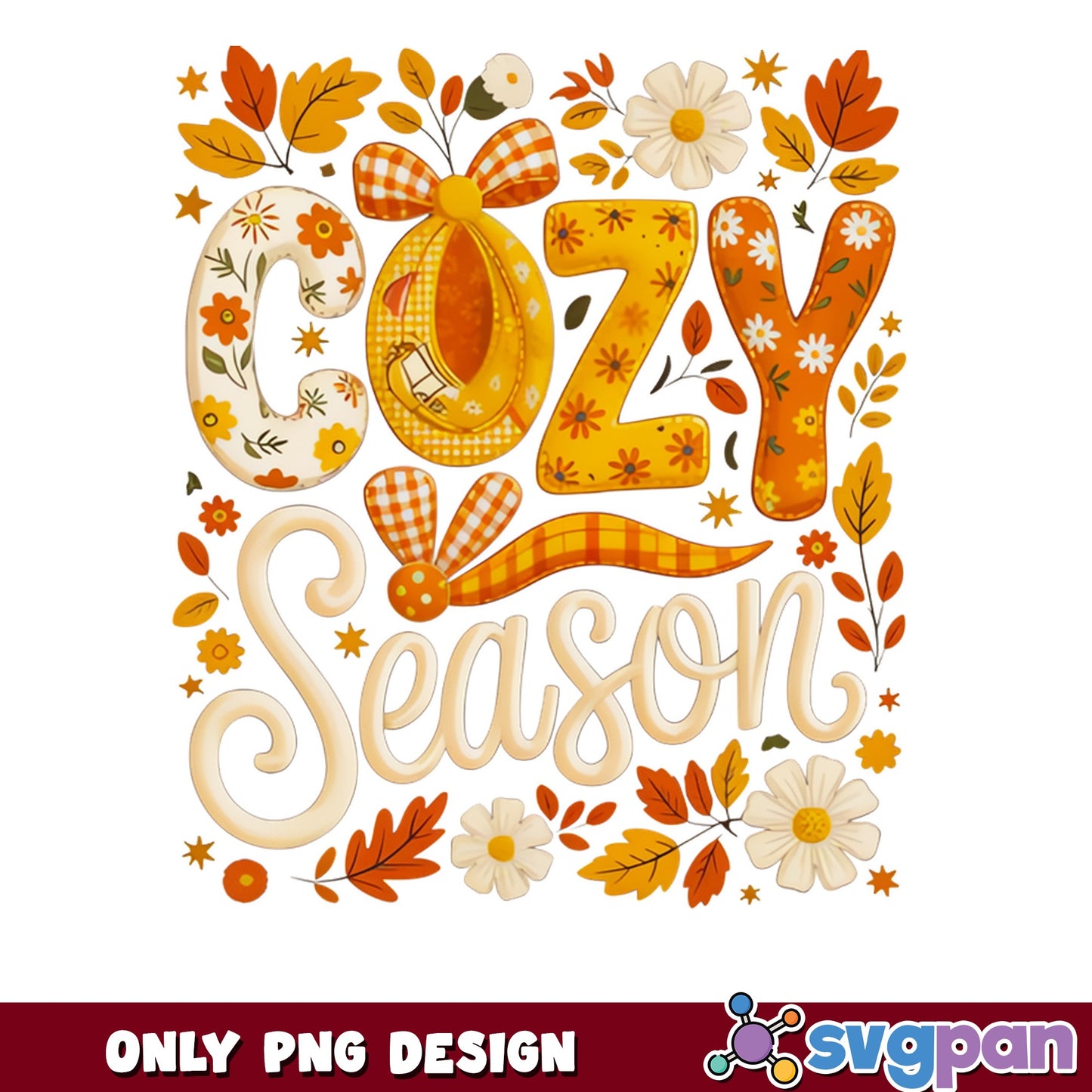 Cozy Season Fall PNG, Autumn Floral Design PNG, Fall Vibes PNG