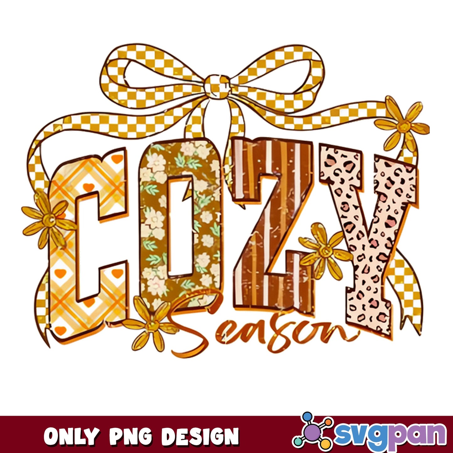 Cozy Season PNG, Fall Vibes Bow PNG, Autumn Sublimation PNG