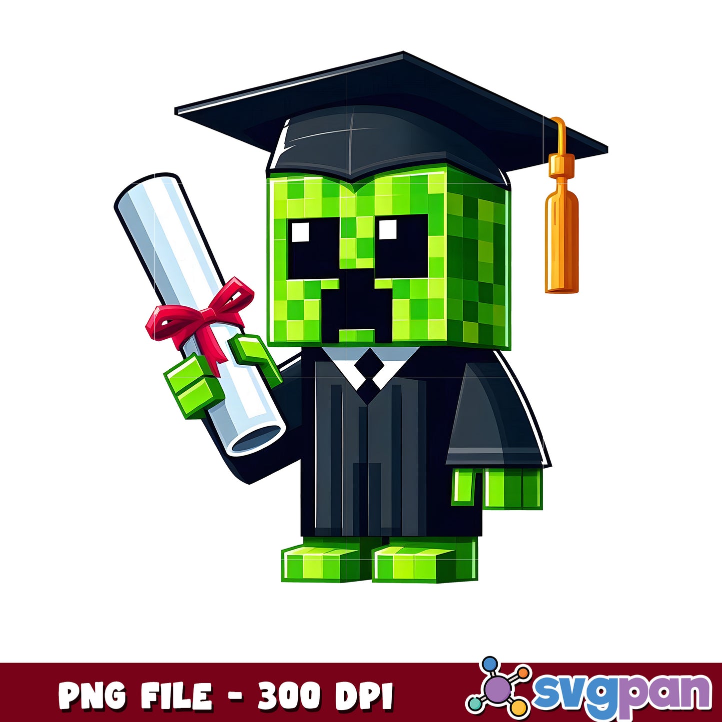 Creeper Graduate png, minecraft bedrock png, graduation cap png