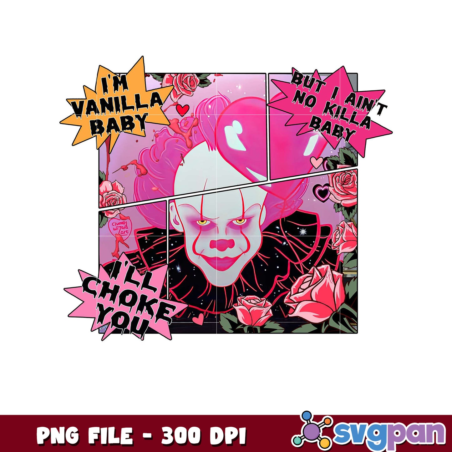 Creepy Clown Art for Decor, Unique PNG Design Download