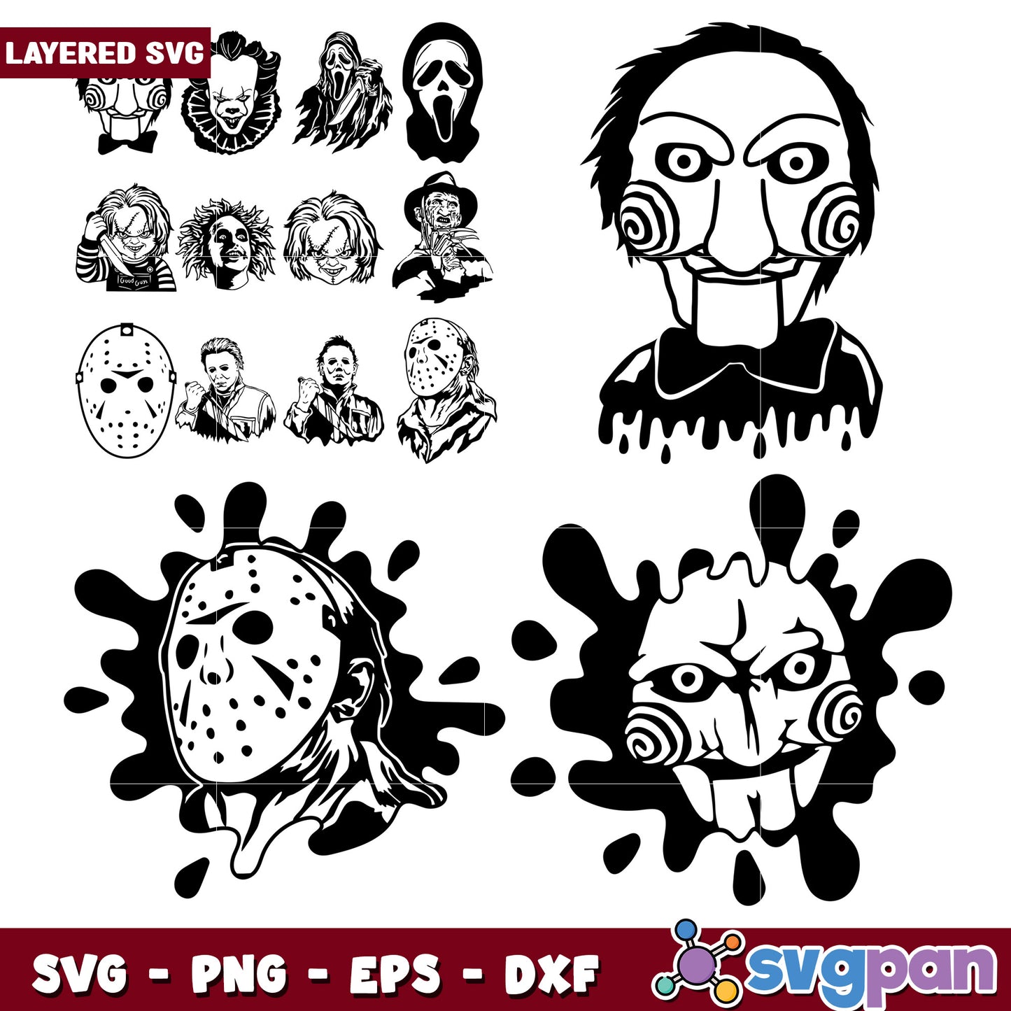 Creepy Horror Movie Characters SVG Bundle Design