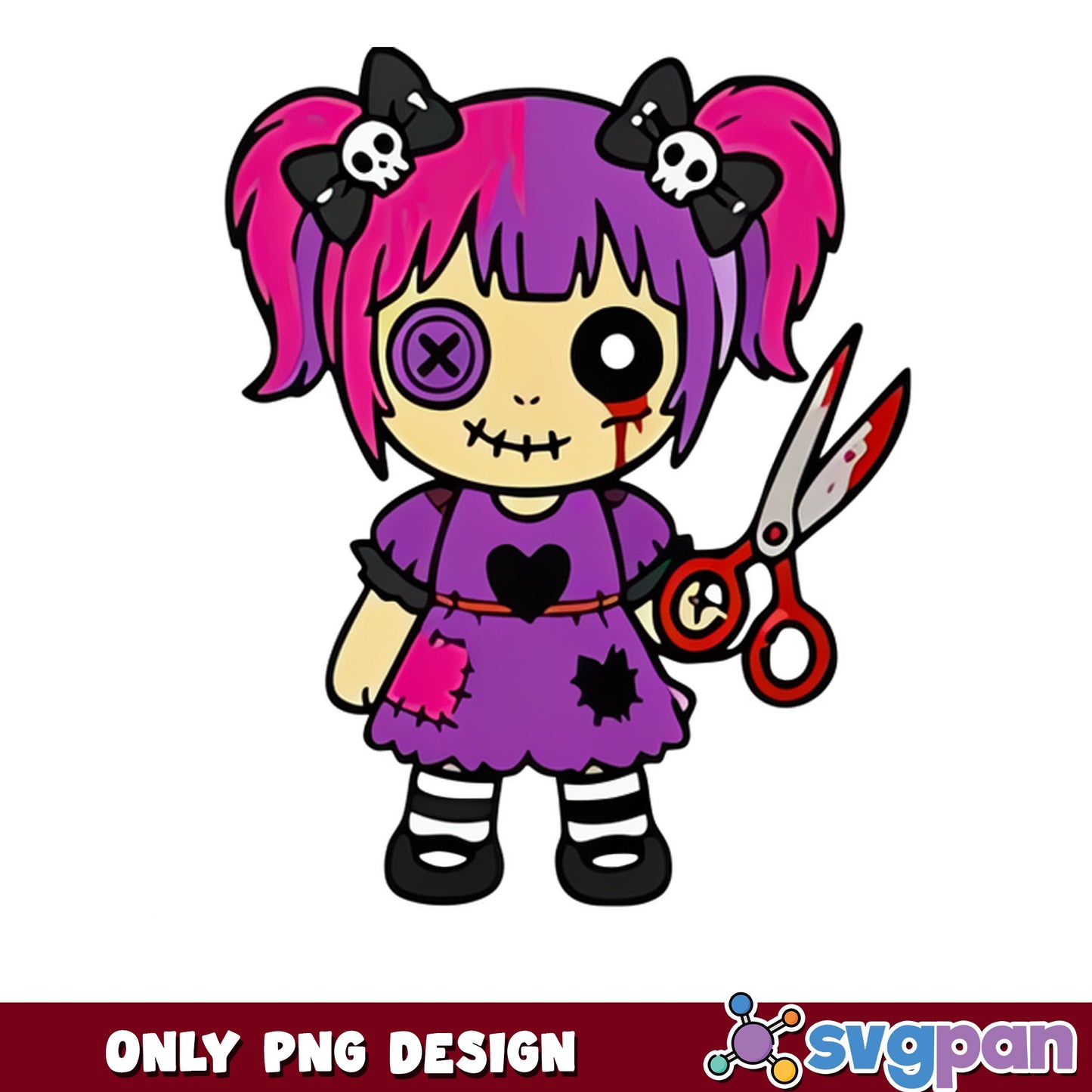 Creepy Gothic Doll PNG, Spooky Rag Doll Halloween PNG, Horror Doll Clipart PNG