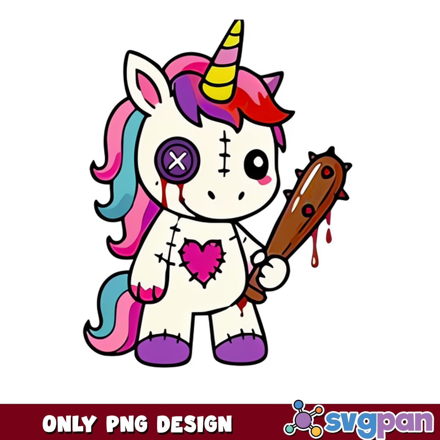 Creepy Unicorn Halloween PNG, Spooky Unicorn PNG, Horror PNG