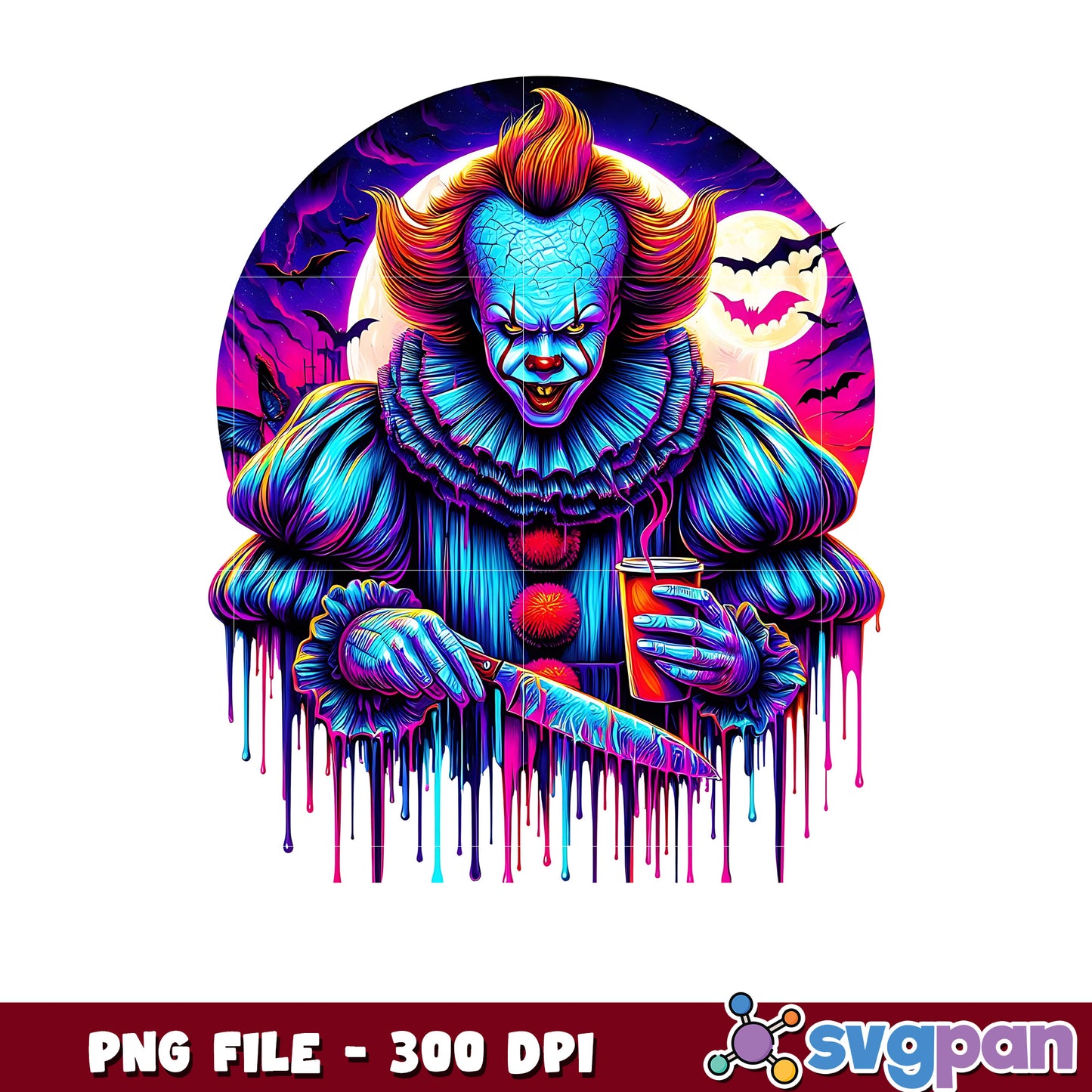Creepy pennywise png, spooky halloween png, halloween candy png
