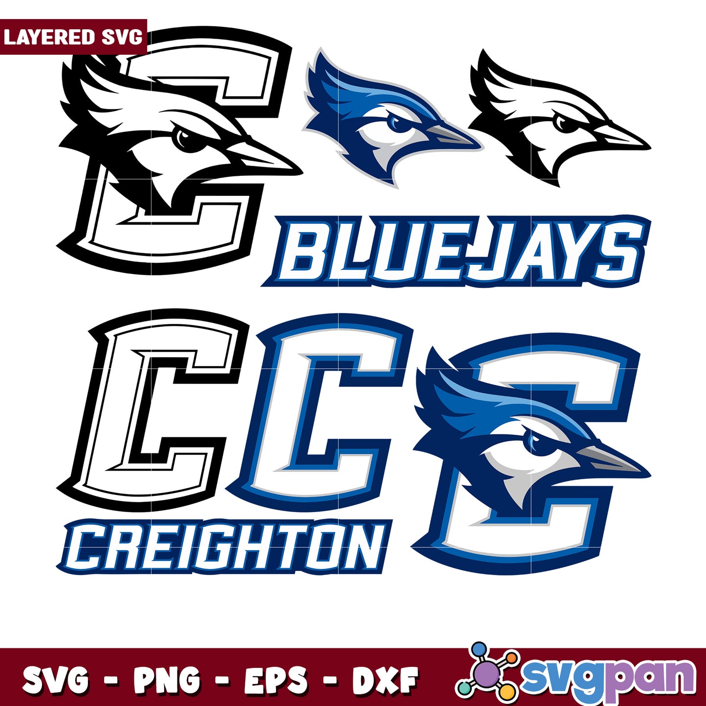 Creighton Bluejays Logo Bundle SVG for Digital Use