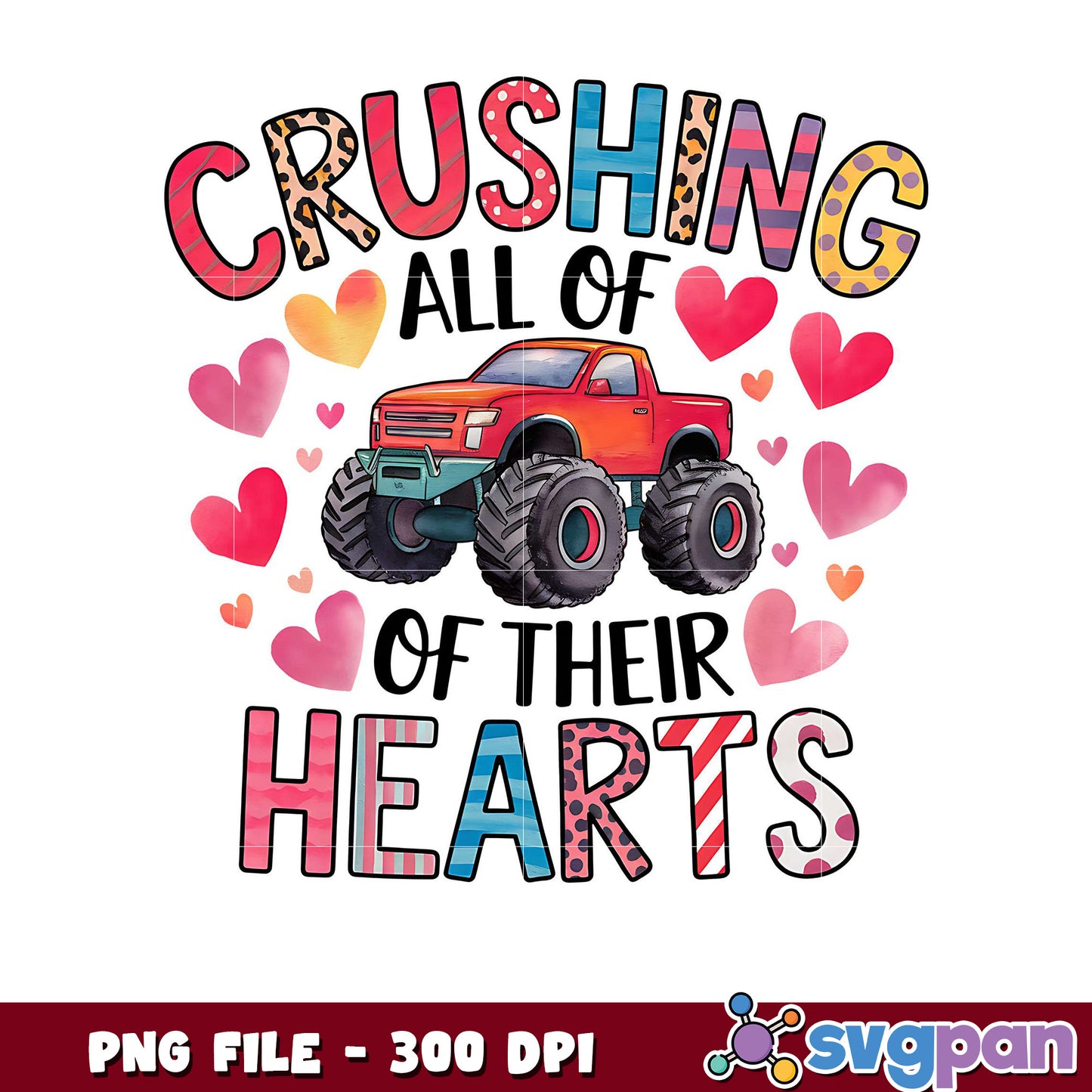 Crushing All of Their Hearts, Fun Monster Truck Design PNG