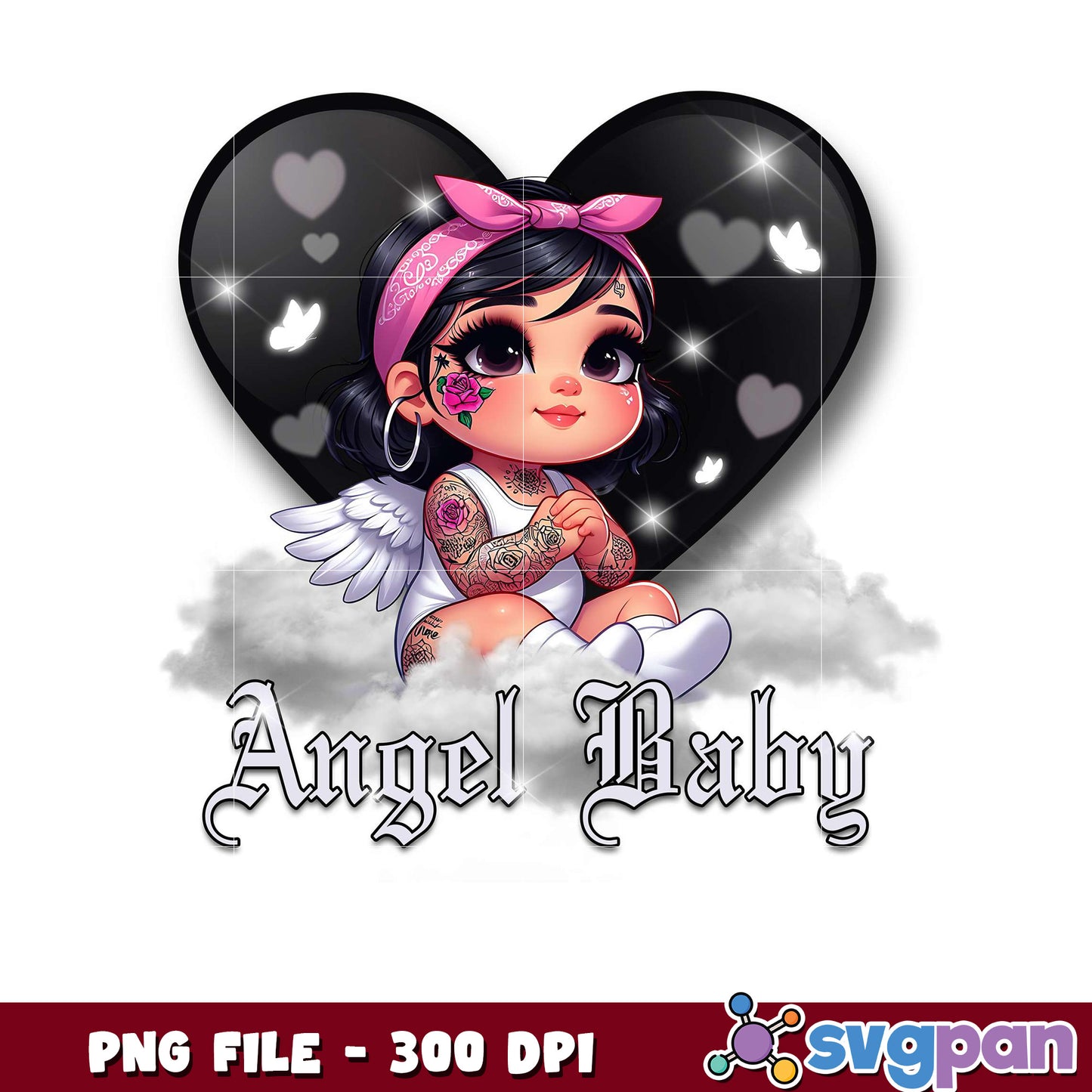 Cute Angel Baby design for print, high quality PNG file