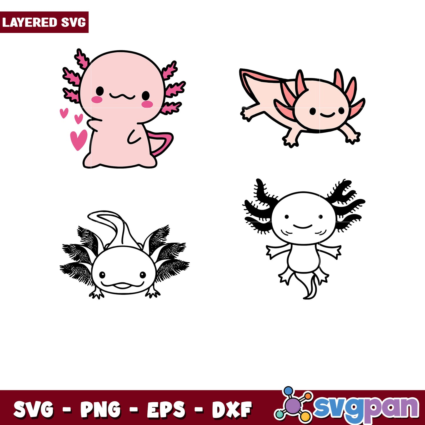 Cute Axolotl SVG Bundle