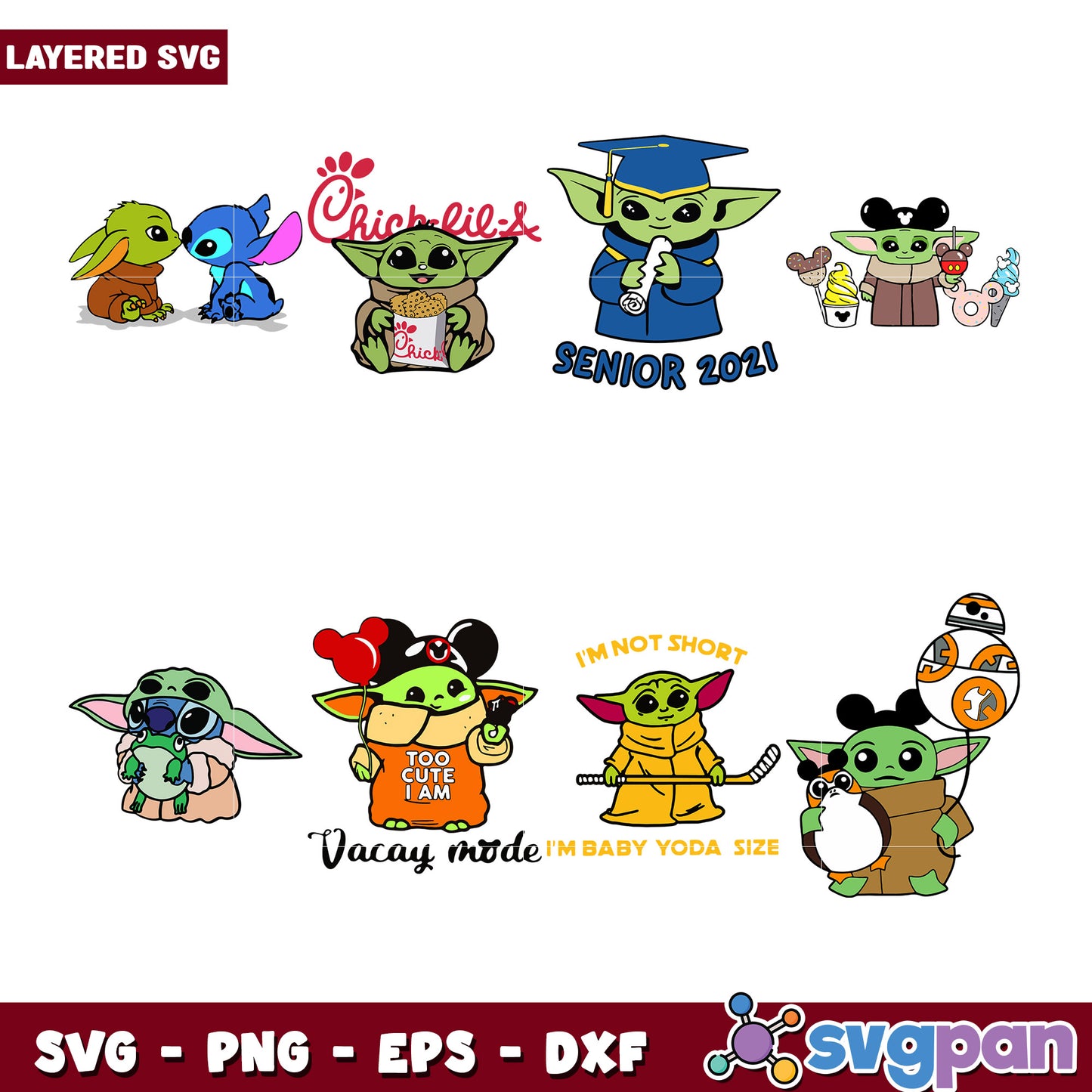 Cute Baby Yoda SVG Bundle