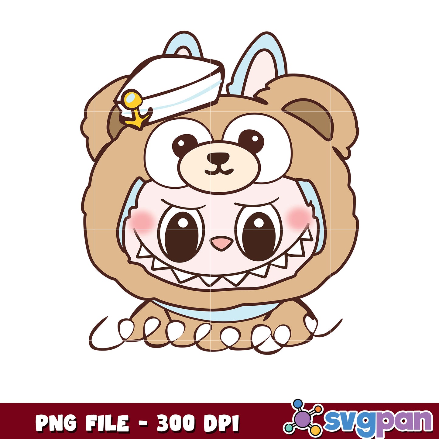 Cute Bear Sailor Costume PNG 300 DPI